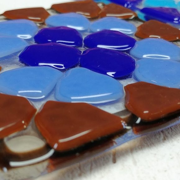 Fused Glass Granny Square Coasters, Set of 2 - Picture 3 of 5